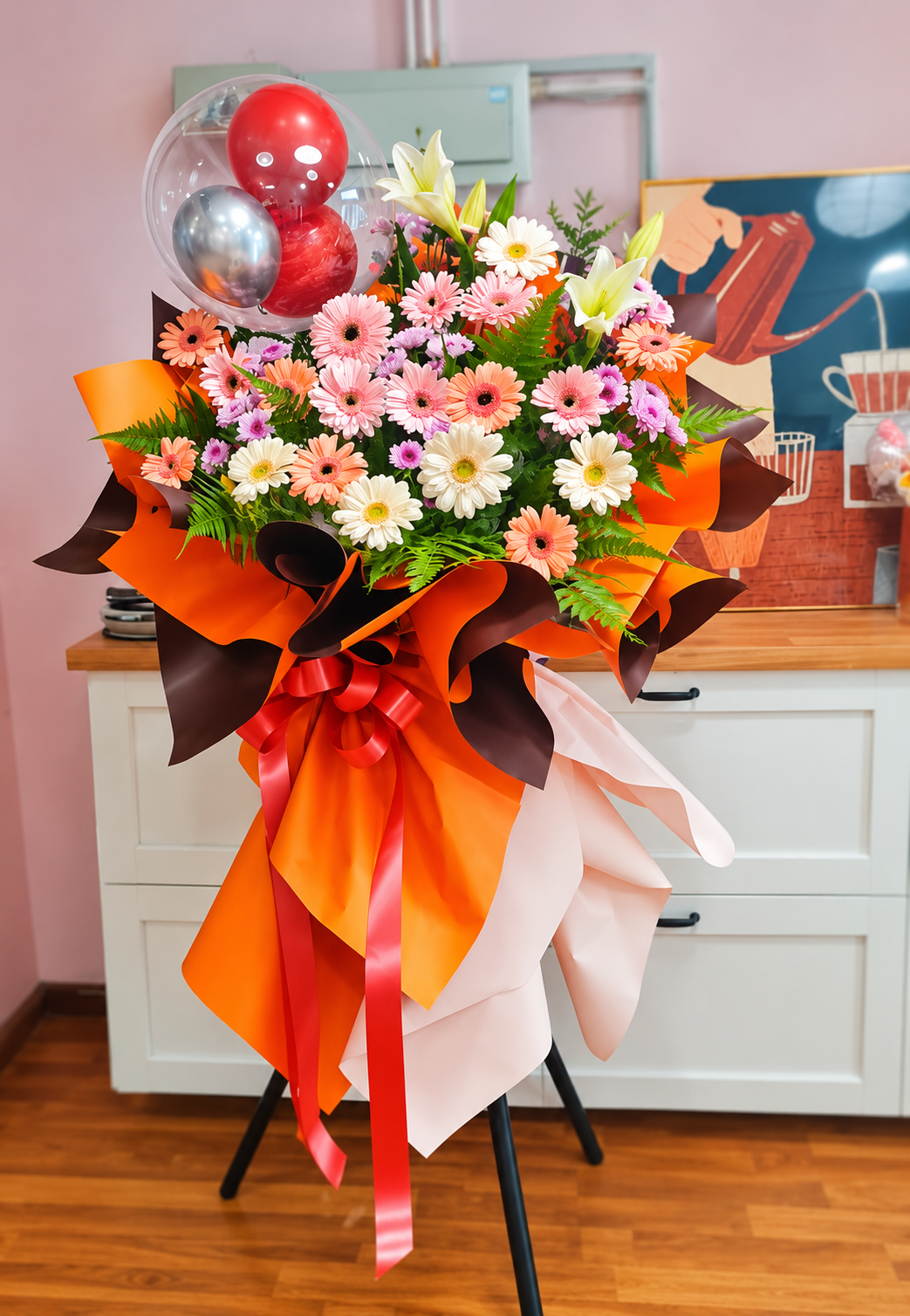 Celebratory Balloon Flower Stand